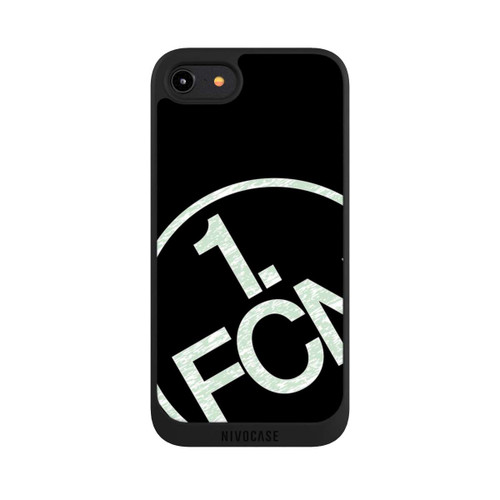 Apple iPhone 8 NIVOpure FCN Logo in Weiß Texture Hintergrund Schwarz