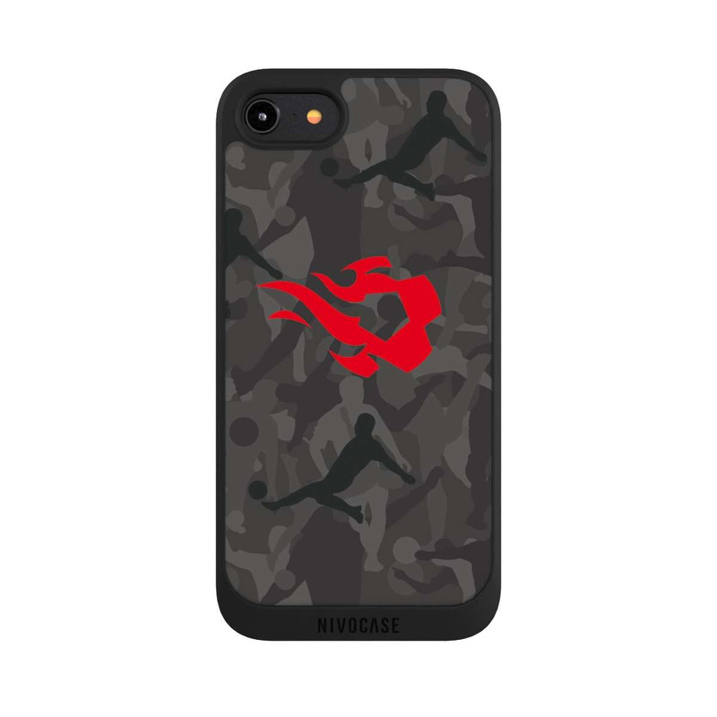iPhone 8 NIVOpure Belgisch Rot Flammen Camouflage Grau