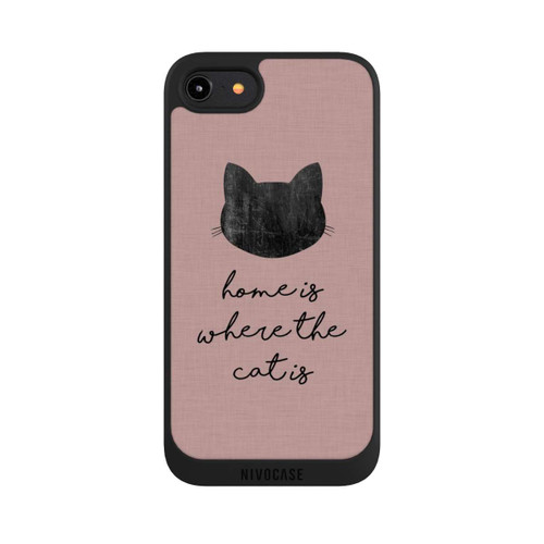 Apple iPhone 8 NIVOpure Home Is Where The Cat Is - Schwarz auf Rosa