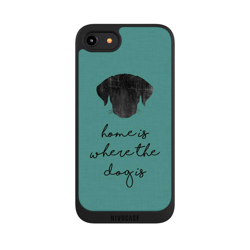 iPhone 8 NIVOpure Home Is Where The Dog Is - Schwarz auf Türkis
