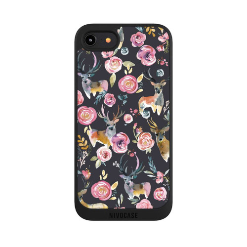 Apple iPhone 8 NIVOpure Cerfs et fleurs Anthracite