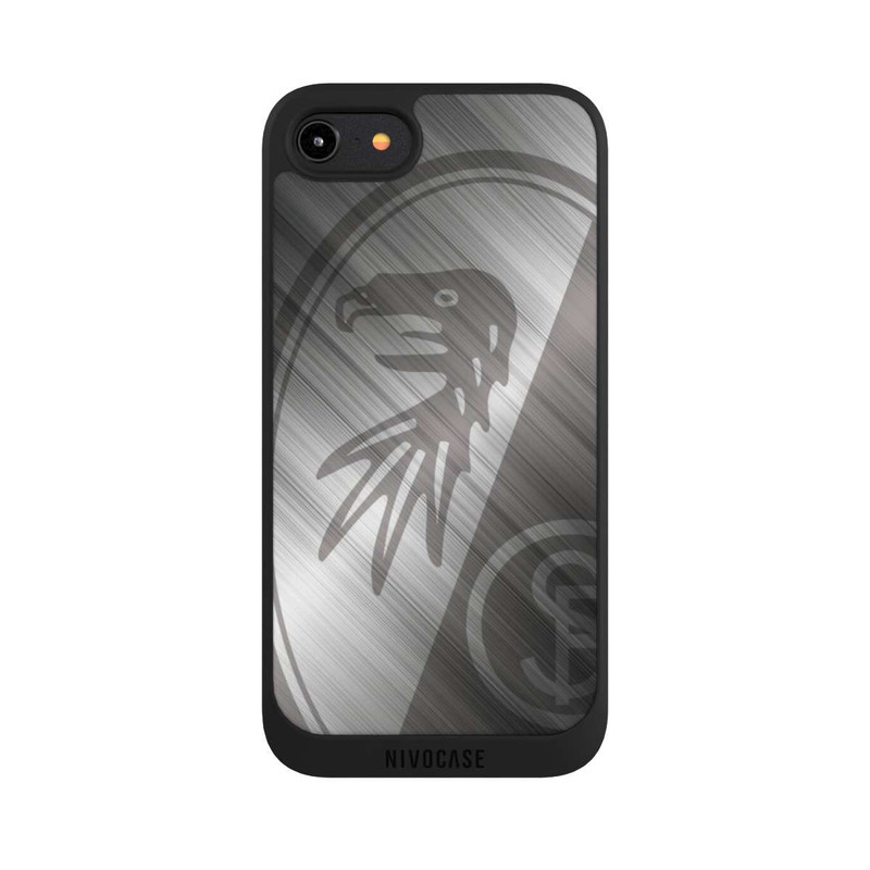 iPhone 8 NIVOpure SC Freiburg Glänzendes Metall Hintergrund