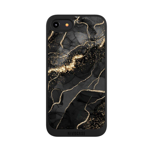 Apple iPhone 8 NIVOpure Dunkler Marmor Wirbel Goldoptik