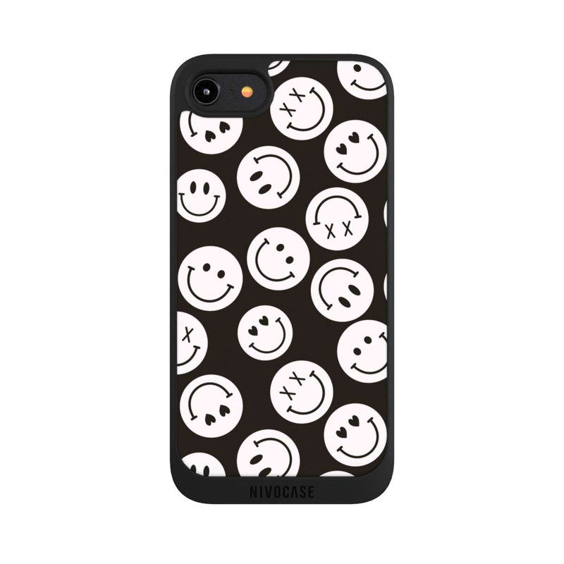 iPhone 8 NIVOpure Smiles Emotes Pattern Black And White