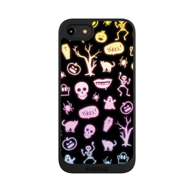iPhone 8 NIVOpure Neon Halloween Stickers Black Background