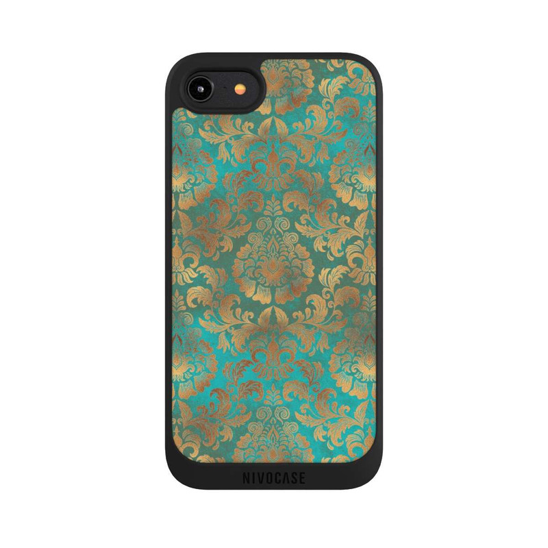 iPhone 8 NIVOpure Damask Wallpaper Turquoise