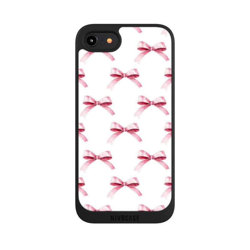 iPhone 8 NIVOpure Pink Bow on White Pattern