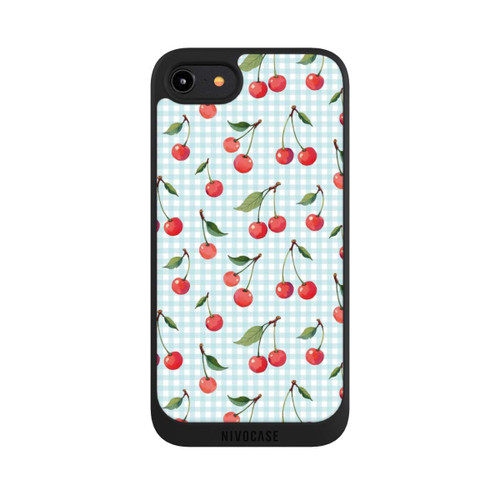 Apple iPhone 8 NIVOpure Cherries and Blue Gingham