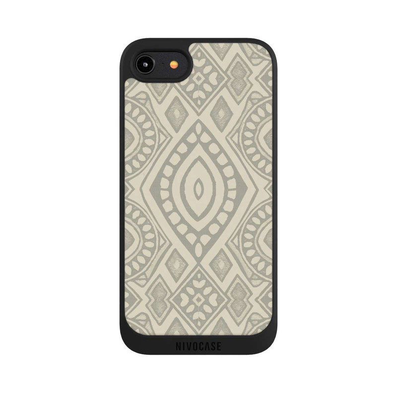 iPhone 8 NIVOpure Boho Geometric Mosaic Pattern Neutral Grey and Beige