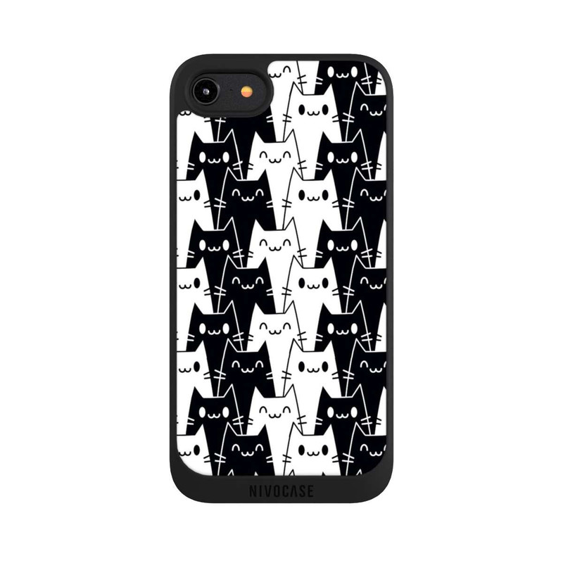 iPhone 8 NIVOpure Katzentapete Schwarz Weiß