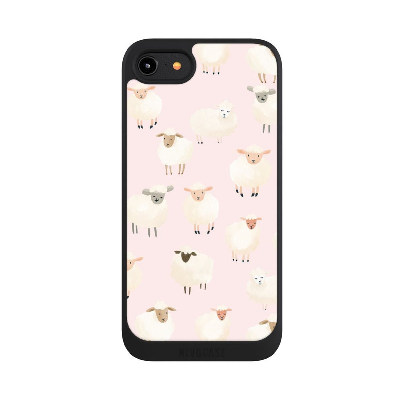 iPhone 8 NIVOpure Schafe auf Rosa Hintergrund mit KI