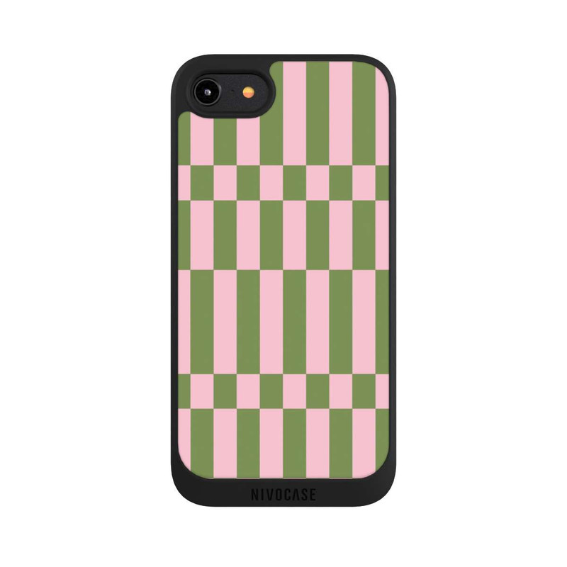 iPhone 8 NIVOpure Sage and Pink Checked Pattern Theme