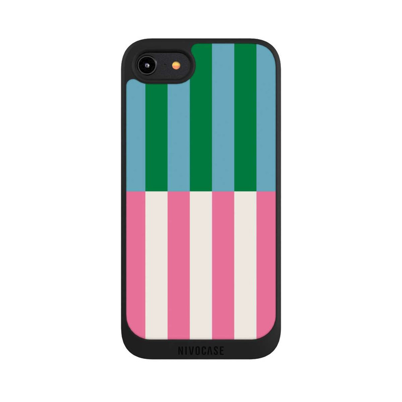 iPhone 8 NIVOpure Streifenmuster Grün Rosa