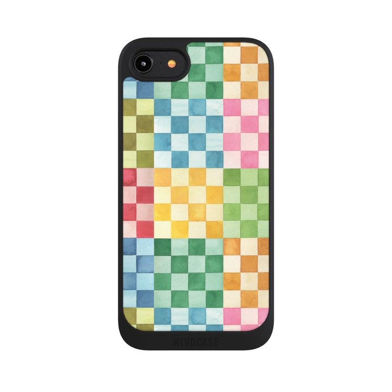 iPhone 8 NIVOpure Checkerboard Watercolor Chess Geometric Red