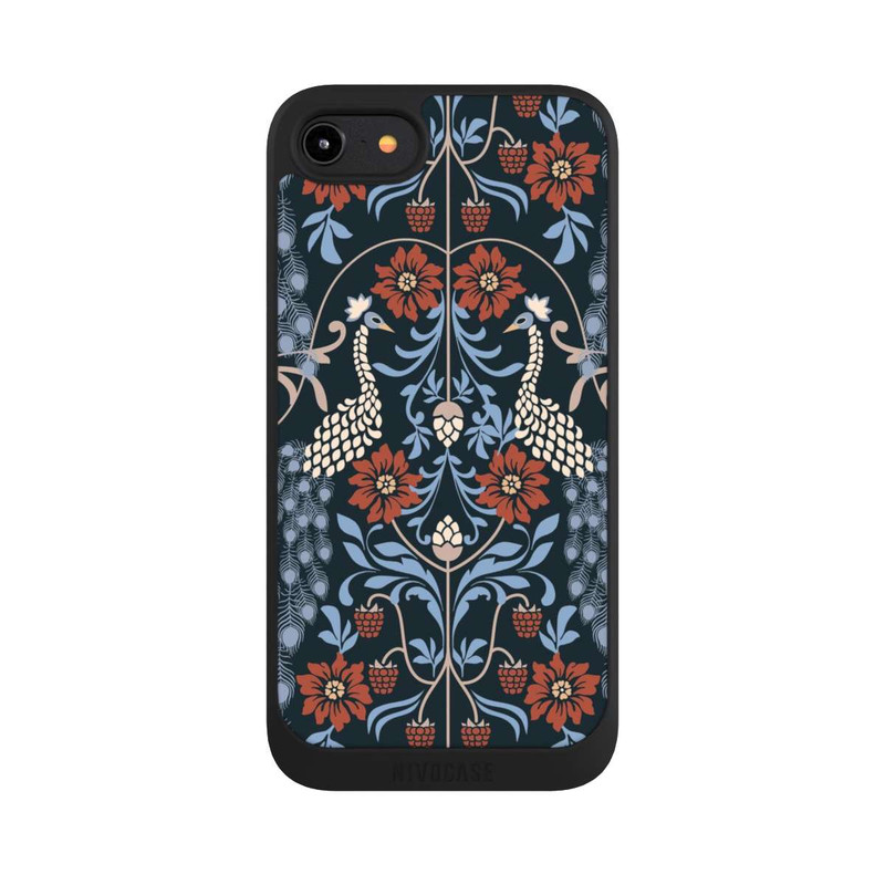 iPhone 8 NIVOpure Vintage Peacock Garden Arts and Crafts Floral Dark