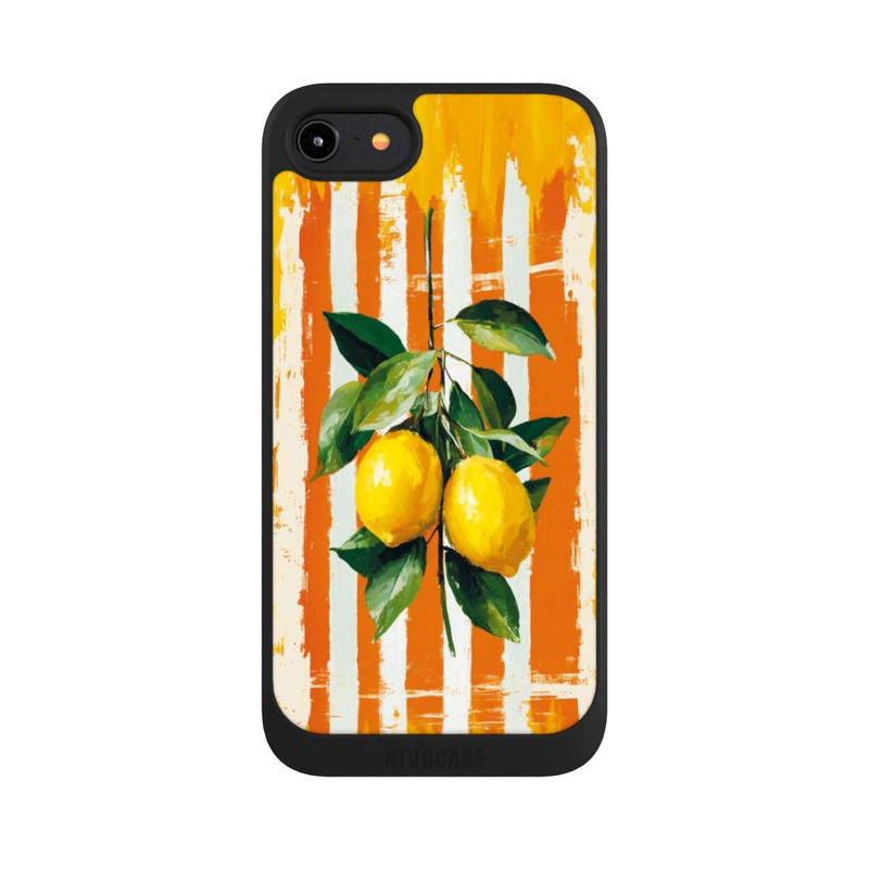 iPhone 8 NIVOpure Zitronen auf gestreiftem Hintergrund Sommer mit KI
