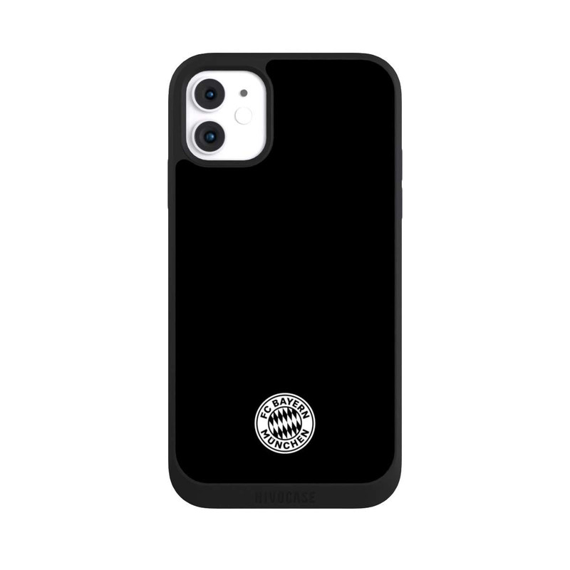 iPhone 11 NIVOpure Klassisches FCB Logo Klein - Weiß auf Schwarz