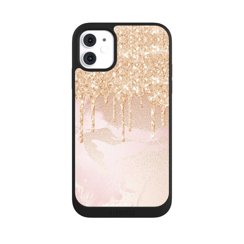 iPhone 11 NIVOpure  Roségoldener Glitzer Tropfen Look