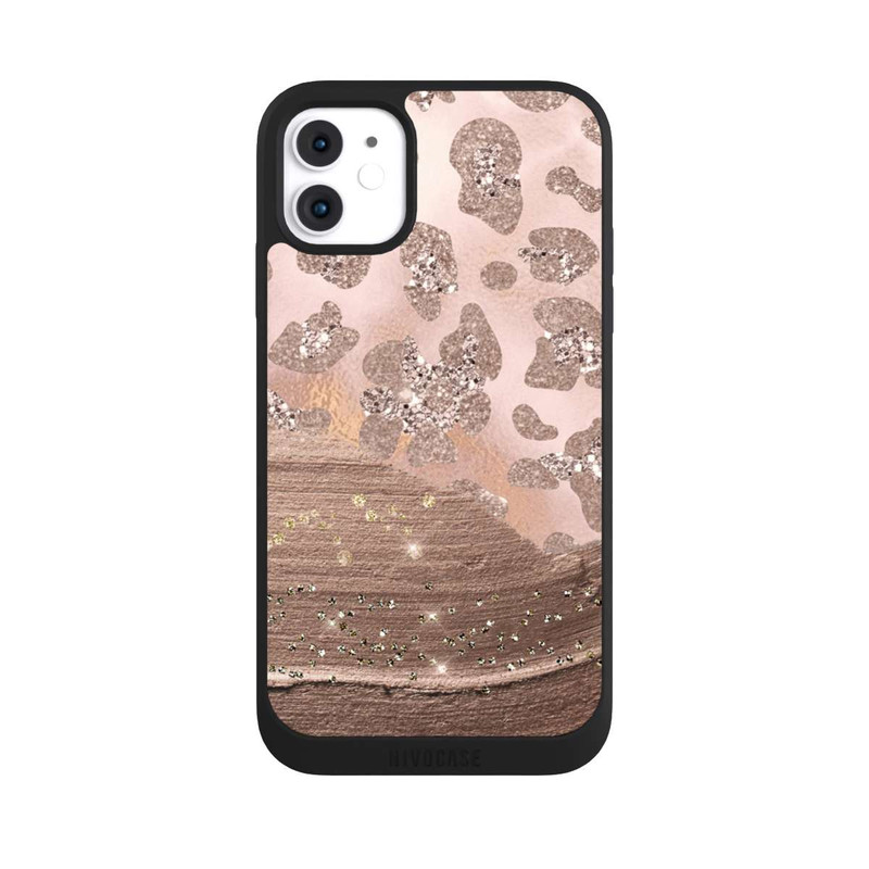 iPhone 11 NIVOpure Silberner Leoparden Glitzerlook