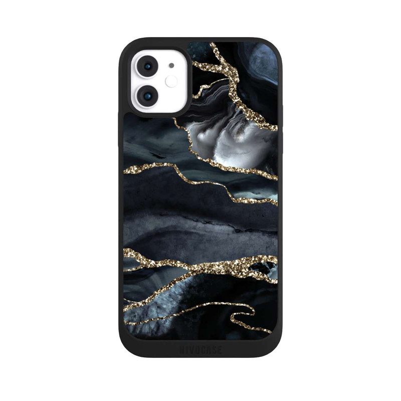 iPhone 11 NIVOpure Dunkler Marmor Gold Glitzerlook