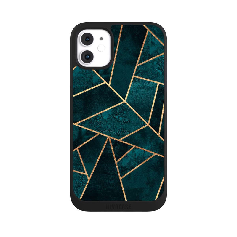 iPhone 11 NIVOpure Tief Blaugrün Stein Gold Druck
