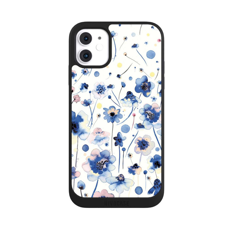 iPhone 11 NIVOpure Watercolor Ink Blue Flowers