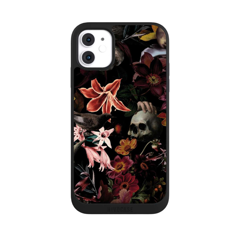 iPhone 11 NIVOpure Skulls and Flowers on Dark Background