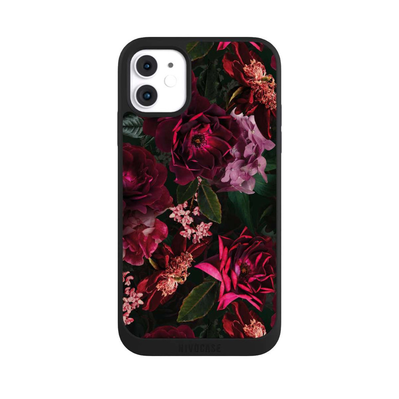 iPhone 11 NIVOpure Dunkelrote und rosa Blüten