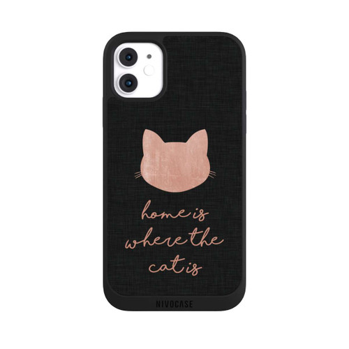 Apple iPhone 11 NIVOpure Home Is Where The Cat Is - Pink on Black 