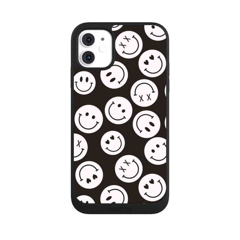 iPhone 11 NIVOpure Smiles Emotes Pattern Black And White