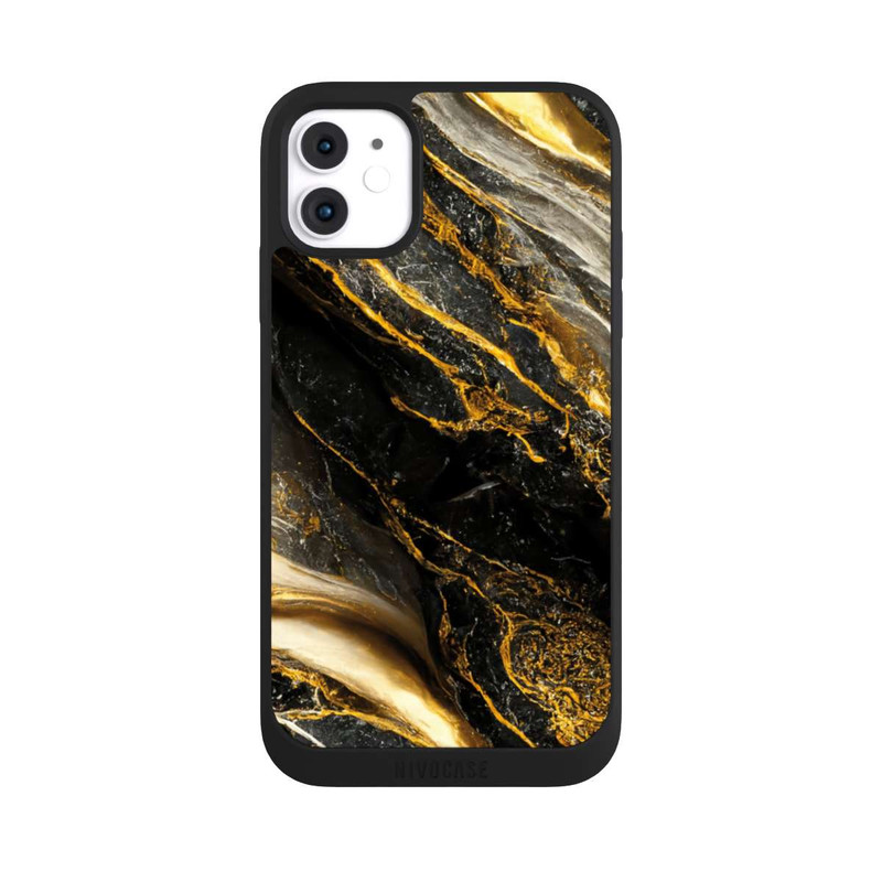 iPhone 11 NIVOpure Schwarze Marmor Goldschichten
