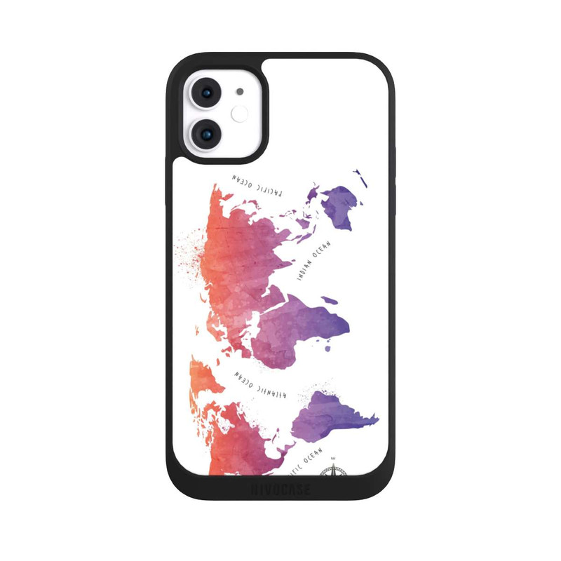 iPhone 11 NIVOpure Aquarell Weltkarte weiß