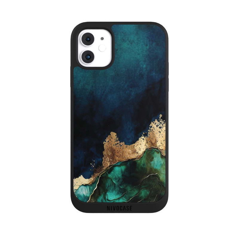 iPhone 11 NIVOpure Bleu pétrole avec or