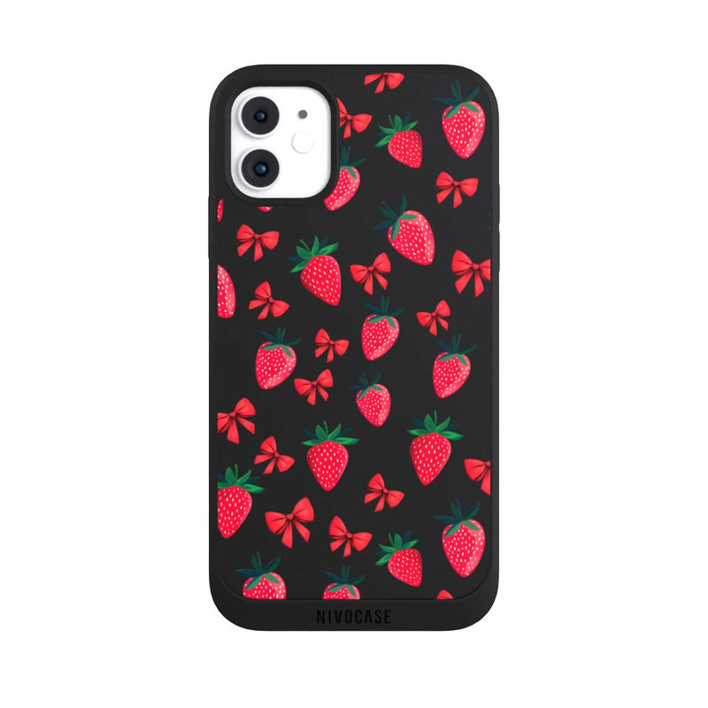 iPhone 11 NIVOpure Strawberry Heart Ribbon Pattern Transparent