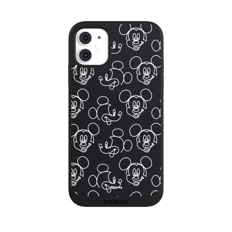 iPhone 11 NIVOpure Disney Mickey Faces Black Line Art Pattern