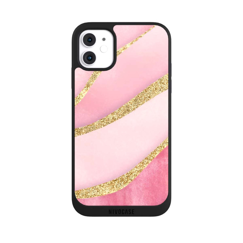 iPhone 11 NIVOpure Pink Marble Goldprint Stripes
