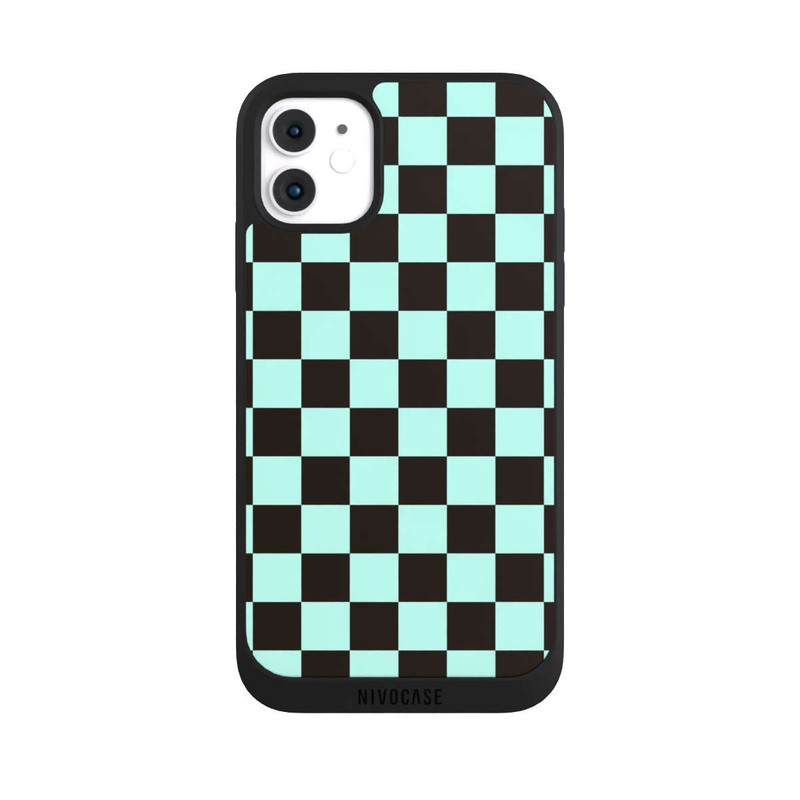 iPhone 11 NIVOpure Checked Pattern Blue Brown