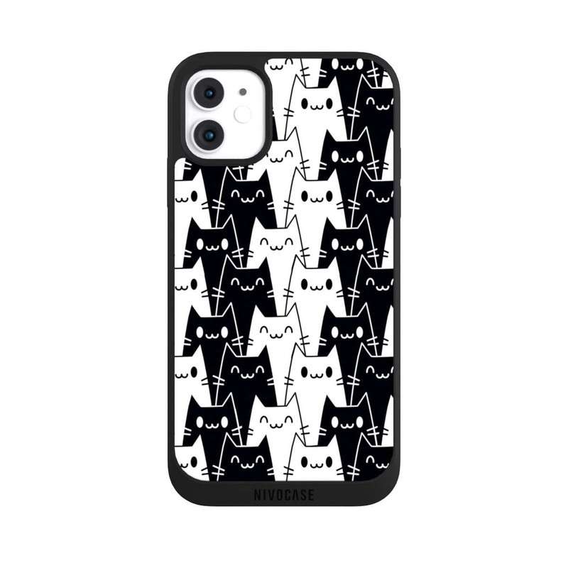 iPhone 11 NIVOpure Katzentapete Schwarz Weiß