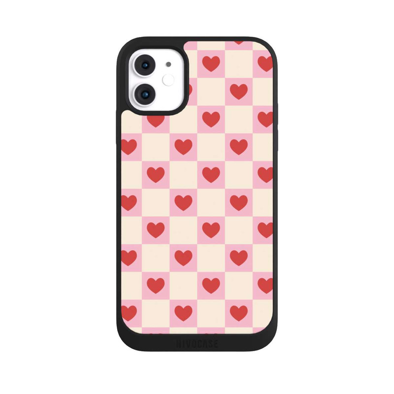 iPhone 11 NIVOpure Rosa Kariertes Herzmuster Valentinstag