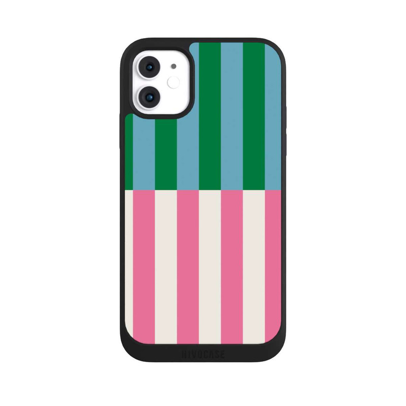 iPhone 11 NIVOpure Stripe Pattern Green Pink