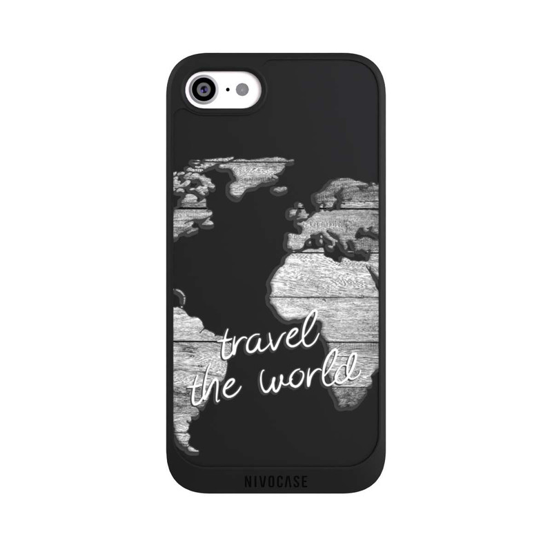 iPhone SE 2020 NIVOpure Carte du Monde Bois sans Fond