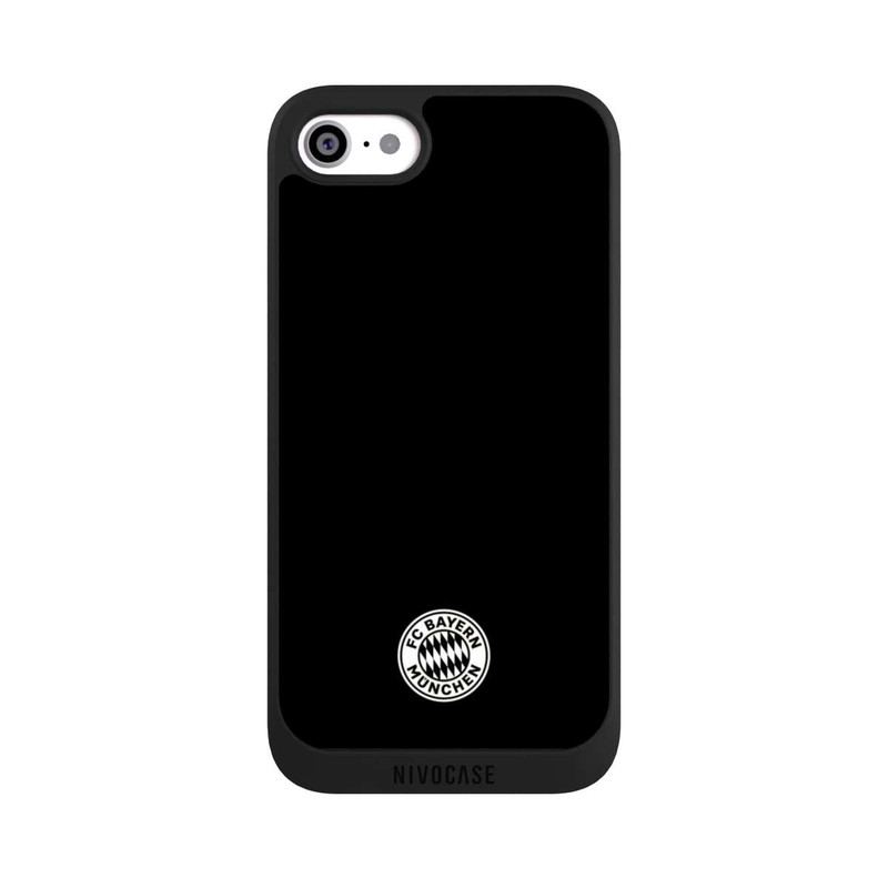 iPhone SE 2020 NIVOpure Logo FCB Classique Petit - Blanc sur Fond Noir