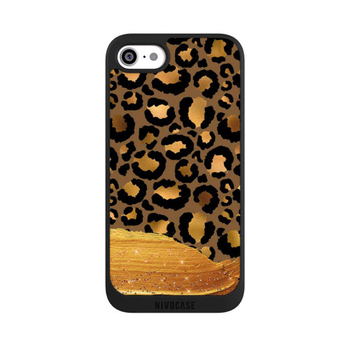 Apple iPhone SE (2020) NIVOpure Dunkelgoldener Leoparden Glitzerlook