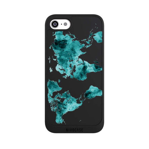 Apple iPhone SE (2020) NIVOpure World Map Teal Transparent