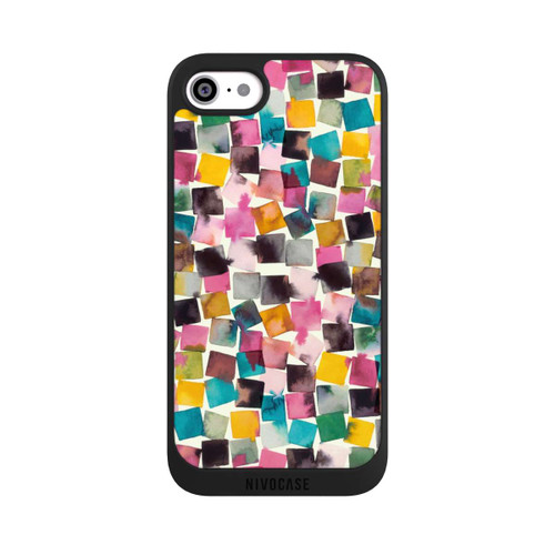 Apple iPhone SE (2020) NIVOpure Plaids Géométriques Aquarelle Rose