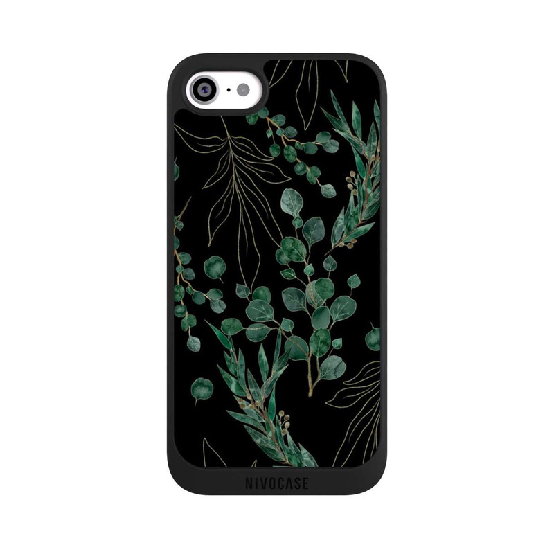 iPhone SE 2020 NIVOpure Feuilles d'Eucalyptus Fond Noir