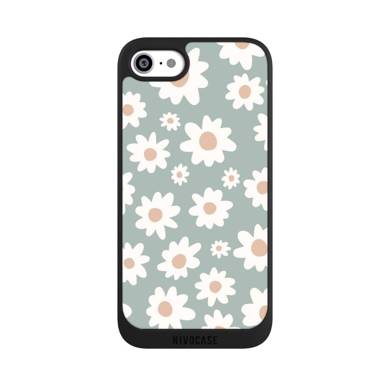 iPhone SE 2020 NIVOpure Daisy Flower Seamless Pattern Green