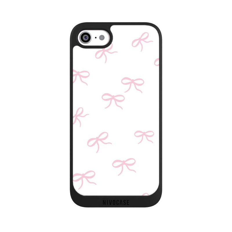 iPhone SE 2020 NIVOpure Bows Pink White Pattern Ribbons