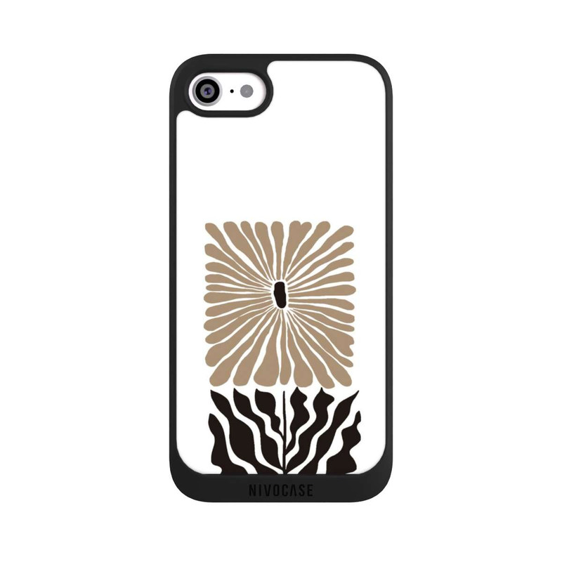iPhone SE 2020 NIVOpure Fleur Bohème Marron sur Blanc