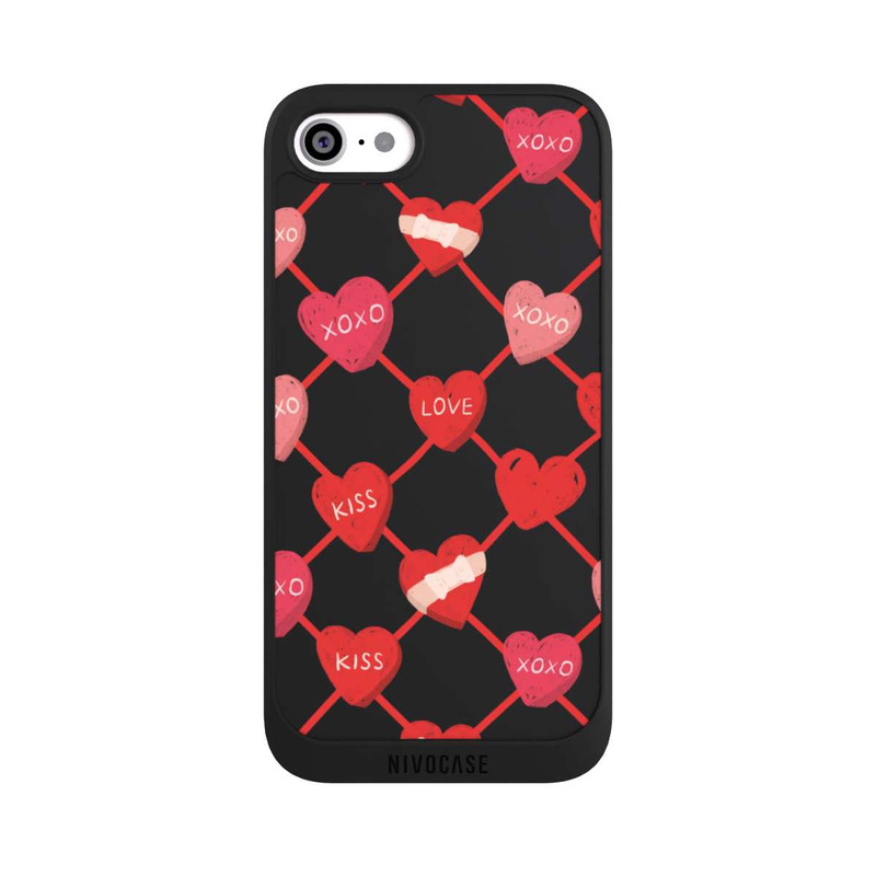 iPhone SE 2020 NIVOpure Heart Pattern XOXO Red